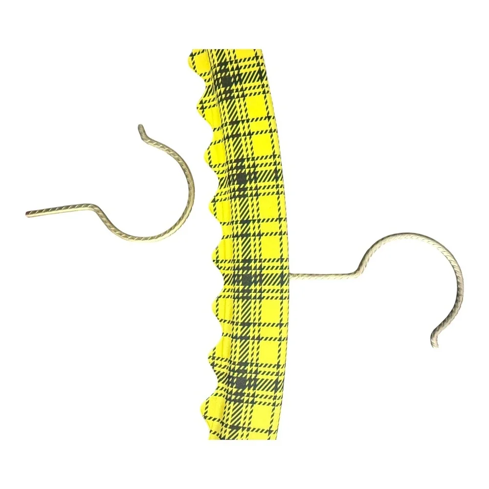 Vintage West Germany Padded Hangers Set 3 Plaid Tartan Scalloped Kitsch